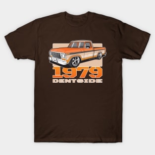 1979 Ford pick up truck, single cab shortbed, two tone. dent side truck. Lowered. Color T-Shirt